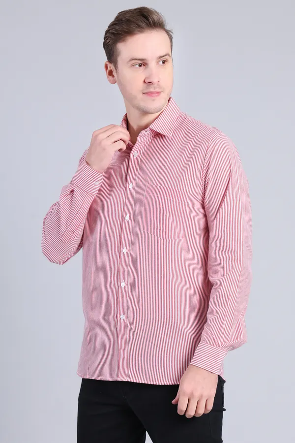 Red_Cotton_Blend_Stripes_Shirt_For_Men
