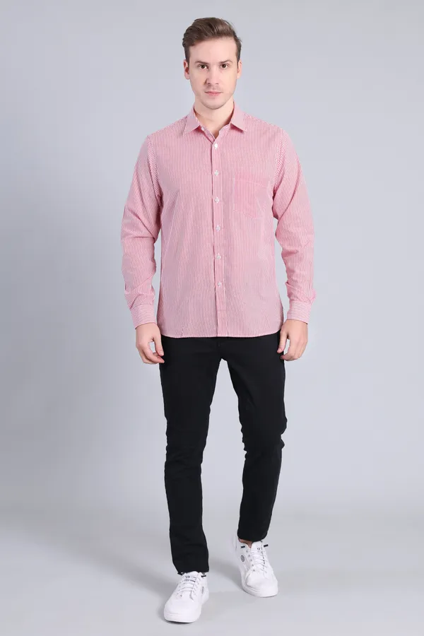 Red_Cotton_Blend_Stripes_Shirt_For_Men