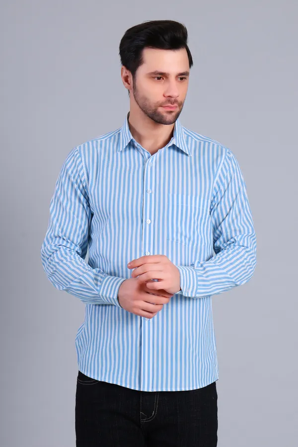 Blue_Cotton_Blend_Stripes_Shirt_For_Men