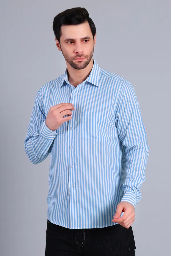 Blue_Cotton_Blend_Stripes_Shirt_For_Men