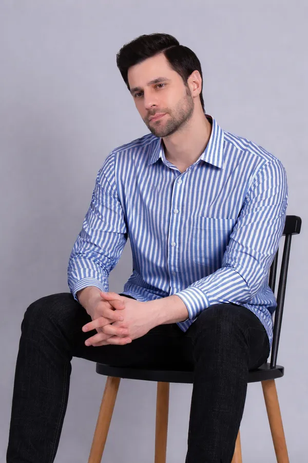 Royal_Blue_Cotton_Blend_Stripes_Shirt_For_Men