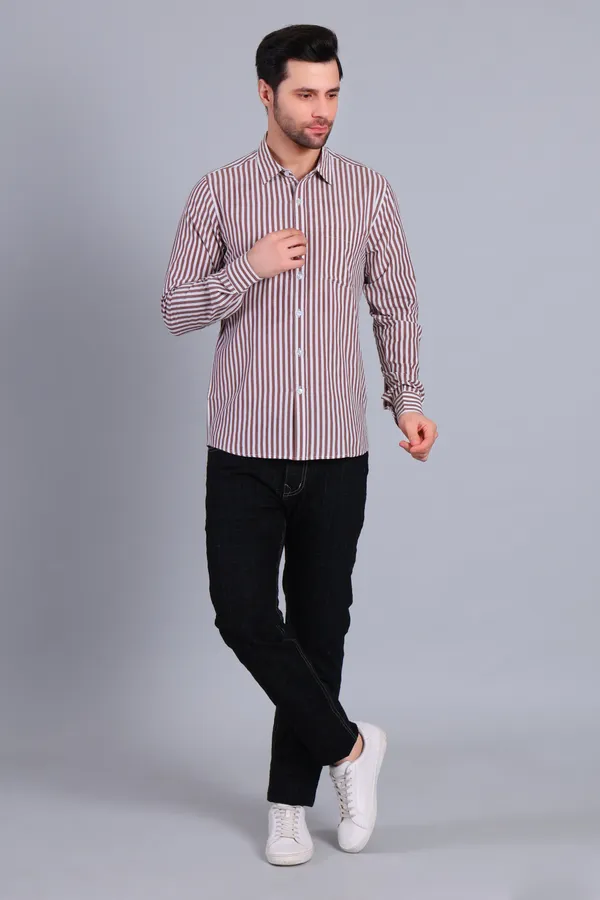 Brown_Cotton_Blend_Stripes_Shirt_For_Men