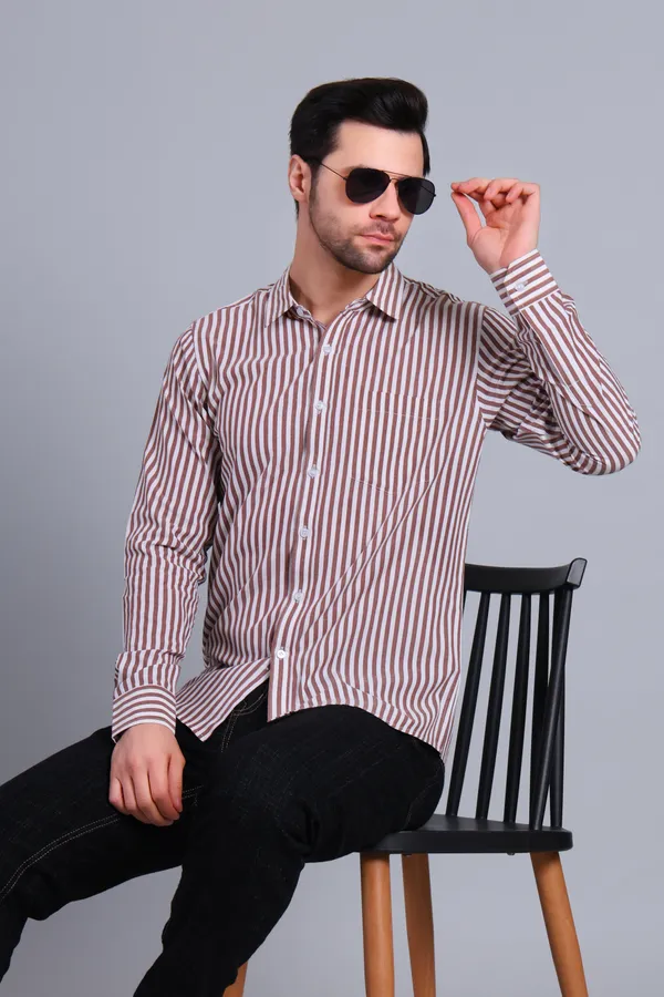 Brown_Cotton_Blend_Stripes_Shirt_For_Men