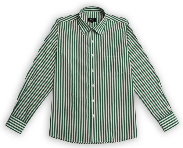 Green_Cotton_Blend_Stripes_Shirt_For_Men