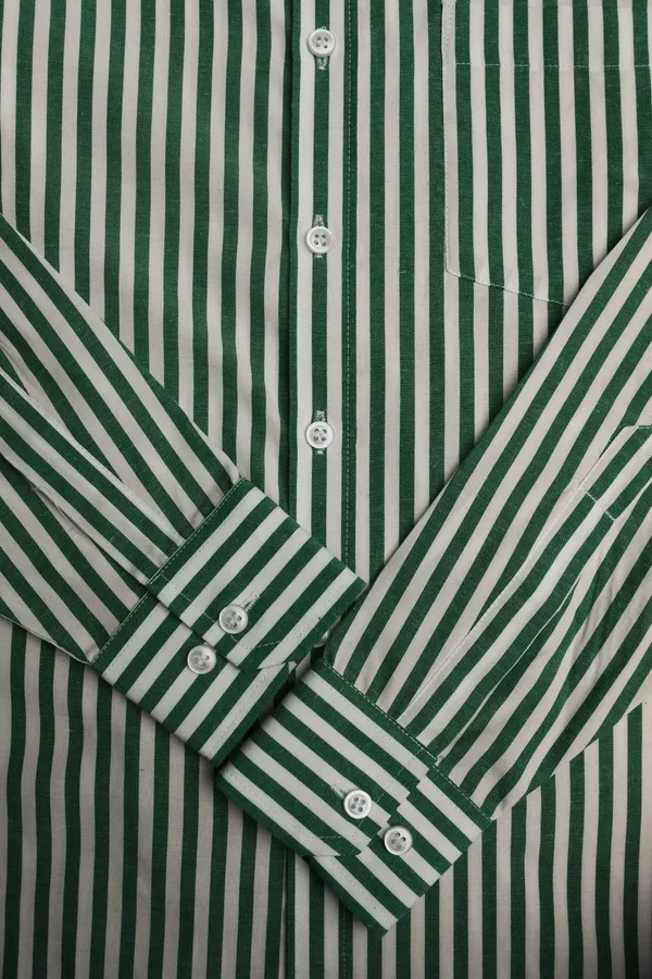 Green_Cotton_Blend_Stripes_Shirt_For_Men