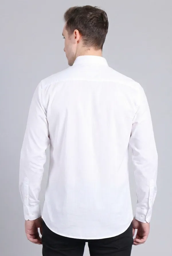 White_Cotton_And_Spandex_Solid_Shirt_For_Men