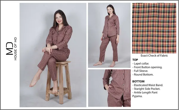 Orange_Checkered_Night_Suit_For_Women