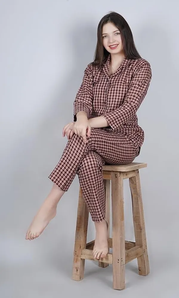 Orange_Checkered_Night_Suit_For_Women
