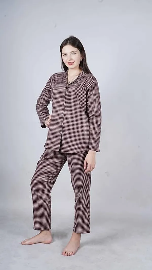 Maroon_Checkered_Night_Suit_For_Women
