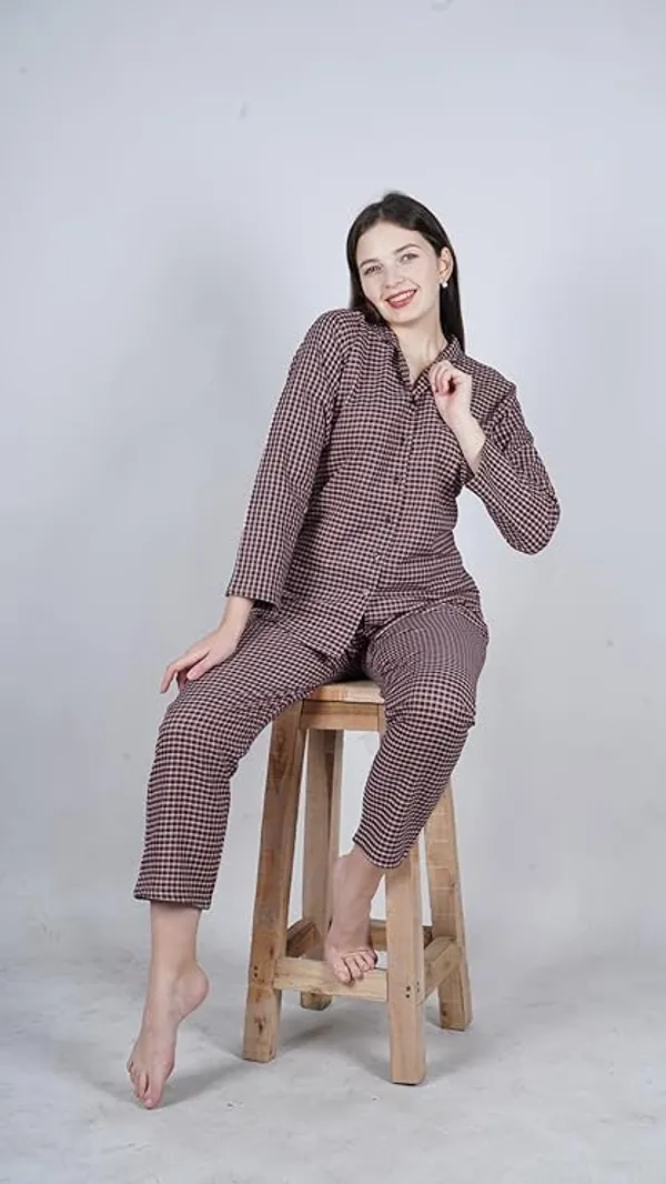 Maroon_Checkered_Night_Suit_For_Women