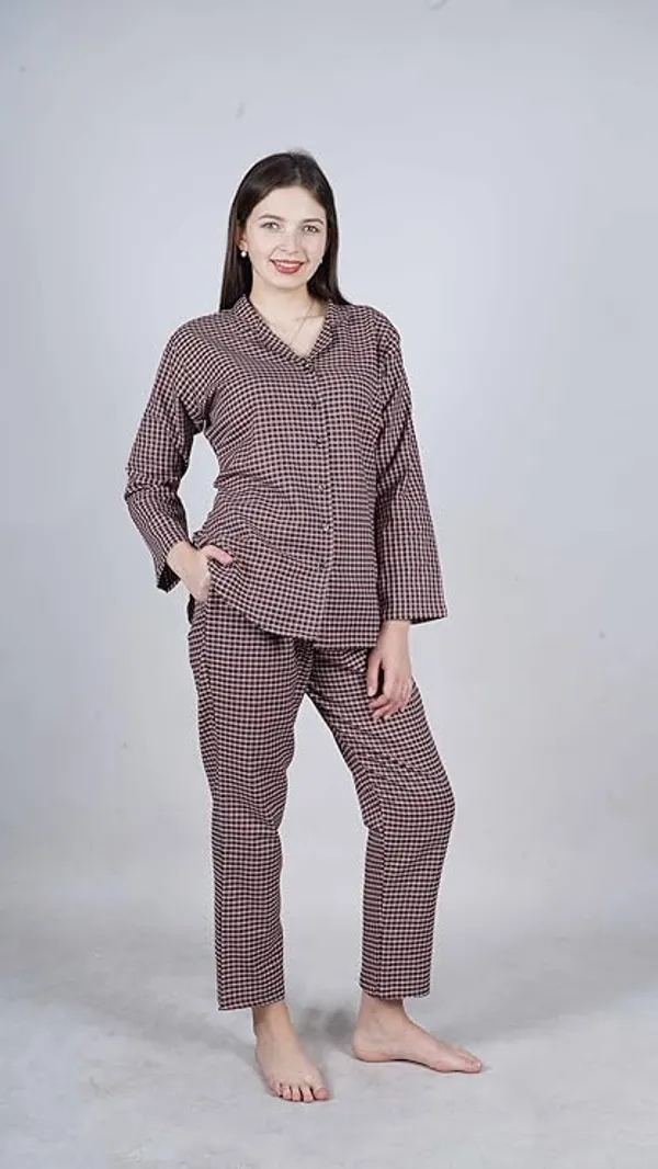 Maroon_Checkered_Night_Suit_For_Women