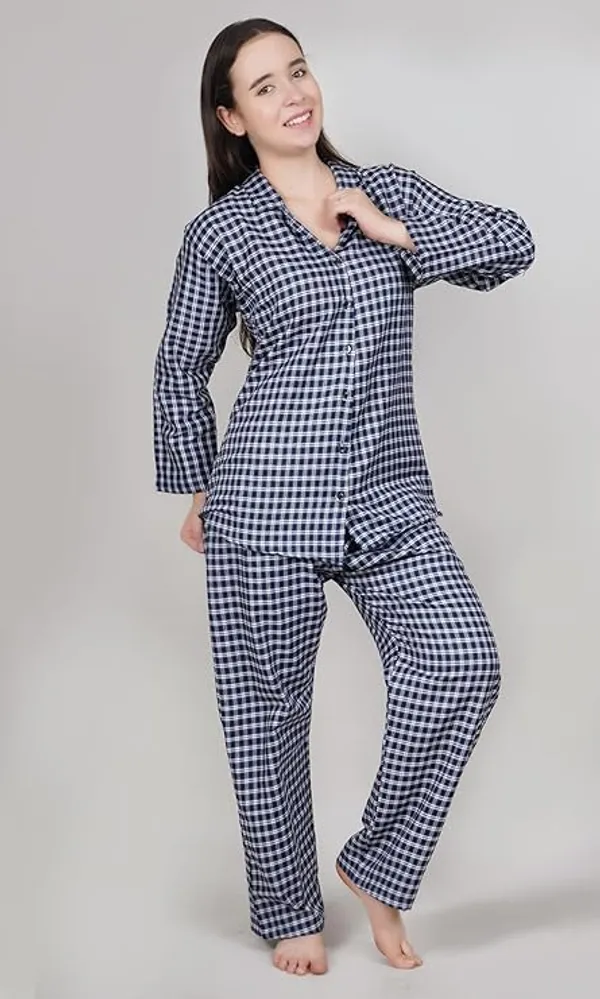 Blue_Polyester_Checkered_Night_Suit_For_Women