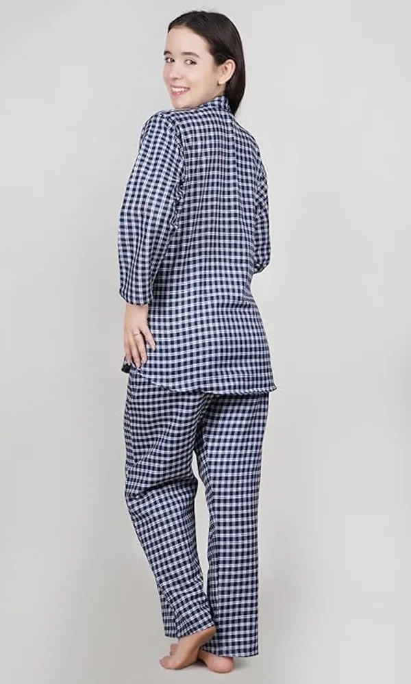 Blue_Polyester_Checkered_Night_Suit_For_Women