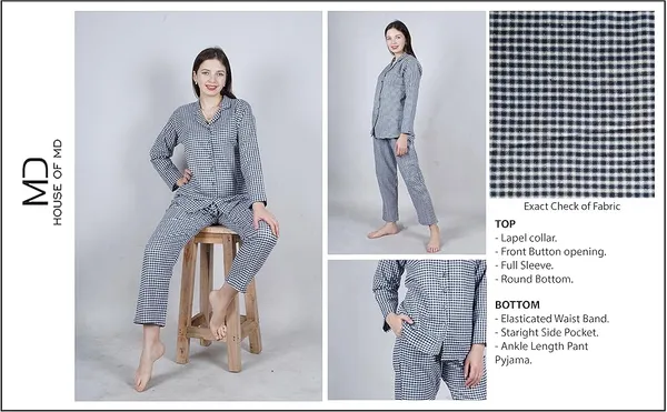 White_Checkered_Night_Suit_For_Women