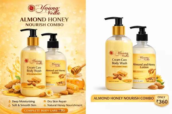 Young_Veda_Cream_Care_Body_Wash_300_Ml_And_Young_Veda_Almond_Lotion_500_Ml_Combo
