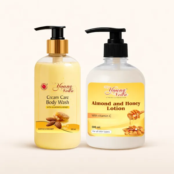 Young_Veda_Cream_Care_Body_Wash_300_Ml_And_Young_Veda_Almond_Lotion_500_Ml_Combo