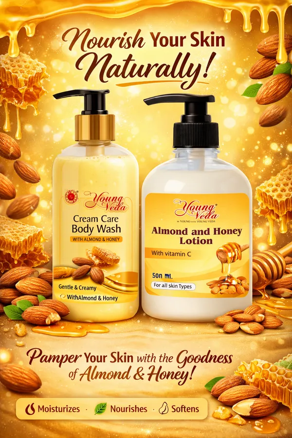 Young_Veda_Cream_Care_Body_Wash_300_Ml_And_Young_Veda_Almond_Lotion_500_Ml_Combo