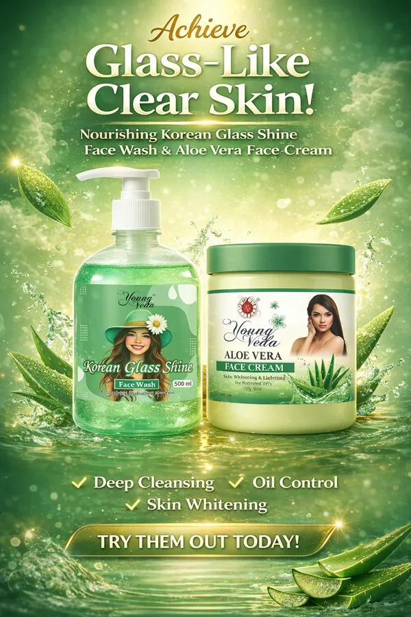 Young_Veda_Korean_Glassface_Wash_500_Ml_And_Young_Veda_Aloevera_Face_Cream_900_Ml_Combo