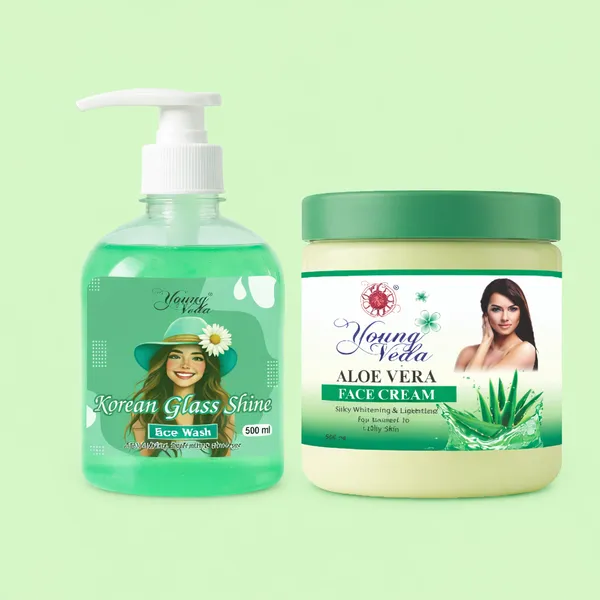 Young_Veda_Korean_Glassface_Wash_500_Ml_And_Young_Veda_Aloevera_Face_Cream_900_Ml_Combo