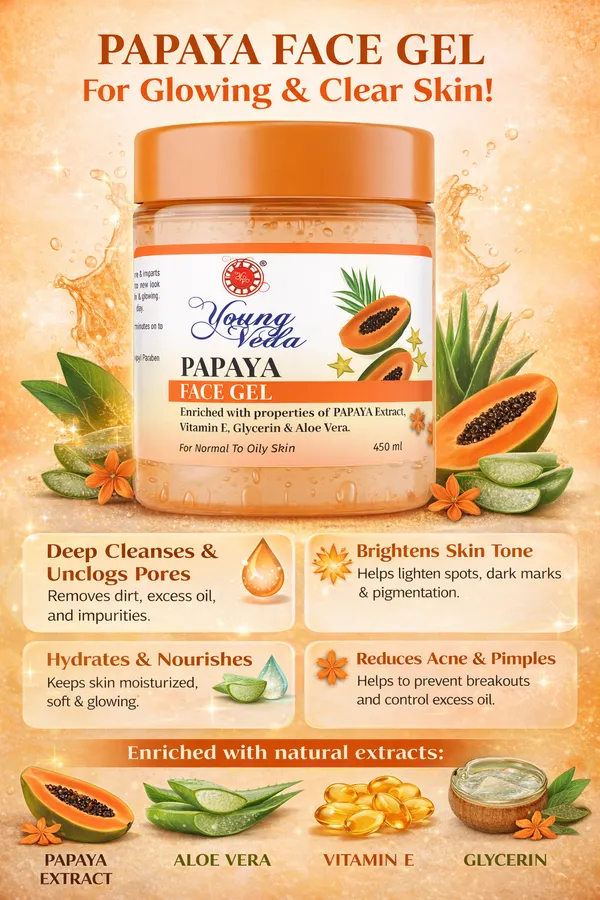 Young_Veda_Papaya_Face_Gel_450_Ml_Buy_1_Get_1_Free