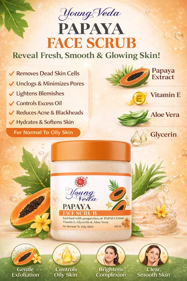 Young_Veda_Papaya_Face_Scrub_450_Ml_Buy_1_Get_1_Free