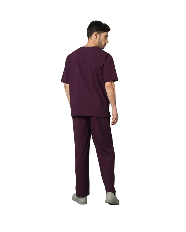 Wine_Poly_Viscose_Premium_Medical_Scrubs_Set_For_Doctors,_Nurses_And_Healthcare_Professionals