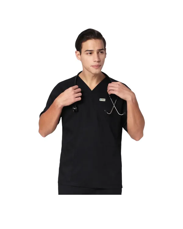 Black_Poly_Viscose_Premium_Medical_Scrubs_Set_For_Doctors,_Nurses_And_Healthcare_Professionals