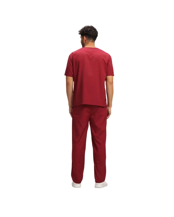 Maroon_Poly_Viscose_classic_Medical_Scrubs_Set_For_Doctors,_Nurses_And_Healthcare_Professionals