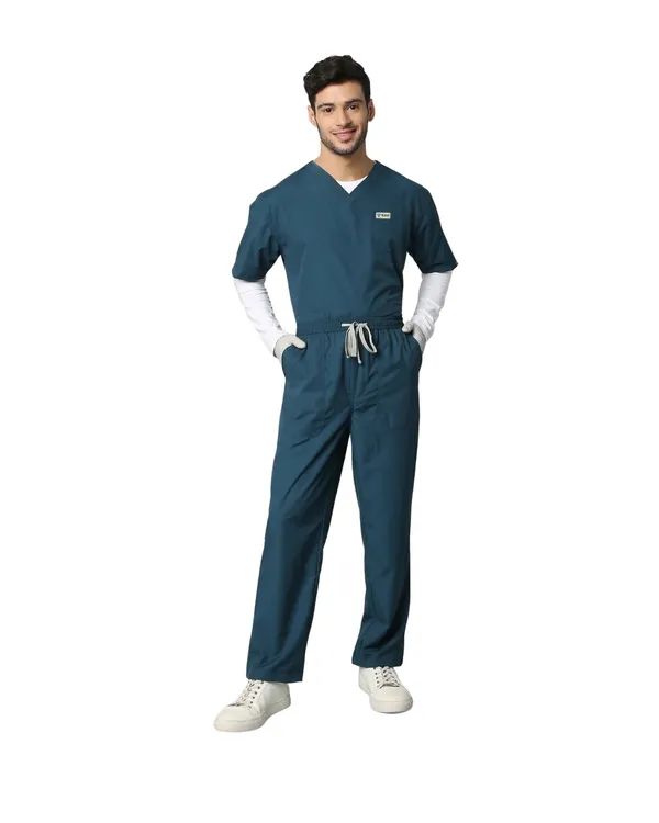 Forest_Green_Poly_Viscose_classic_Medical_Scrubs_Set_For_Doctors,_Nurses_And_Healthcare_Professionals