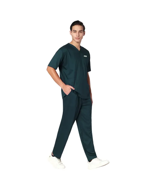 Forest_Green_Poly_Viscose_Premium_Medical_Scrubs_Set_For_Doctors,_Nurses_And_Healthcare_Professionals