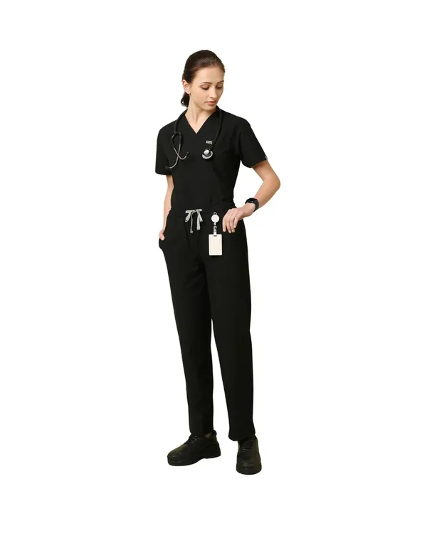 Black_Poly_Viscose_Premium_Medical_Scrubs_Set_For_Doctors,_Nurses_And_Healthcare_Professionals