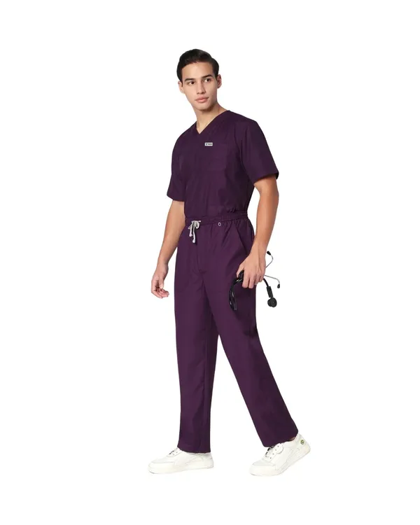 Wine_Poly_Viscose_classic_Medical_Scrubs_Set_For_Doctors,_Nurses_And_Healthcare_Professionals