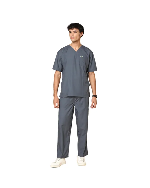 Heather_Grey_Poly_Viscose_classic_Medical_Scrubs_Set_For_Doctors,_Nurses_And_Healthcare_Professionals