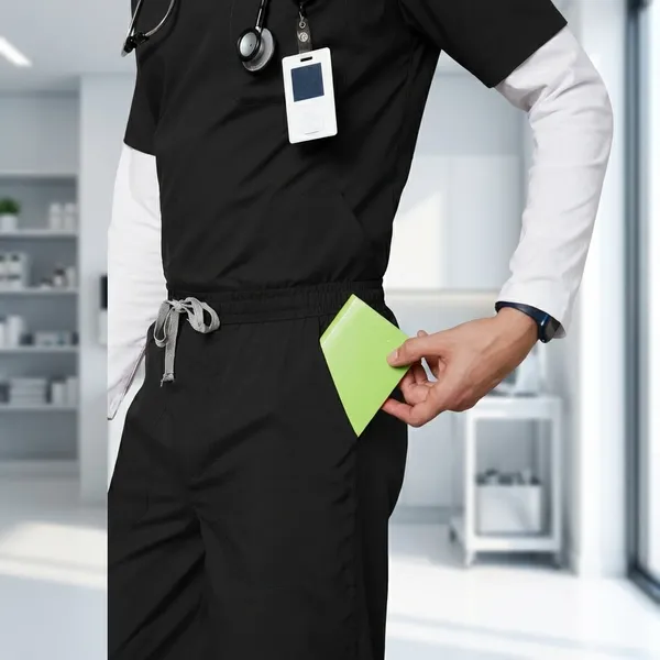 Black_Poly_Viscose_classic_Medical_Scrubs_Set_For_Doctors,_Nurses_And_Healthcare_Professionals