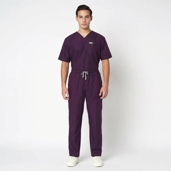 Wine_Poly_Viscose_classic_Medical_Scrubs_Set_For_Doctors,_Nurses_And_Healthcare_Professionals