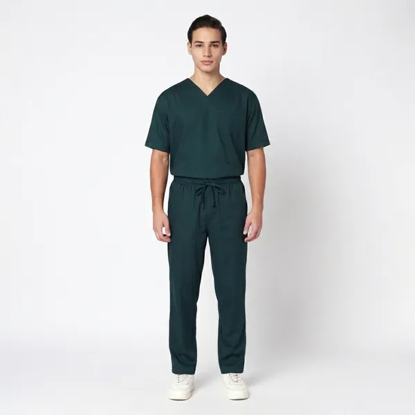 Forest_Green_Poly_Viscose_Premium_Medical_Scrubs_Set_For_Doctors,_Nurses_And_Healthcare_Professionals