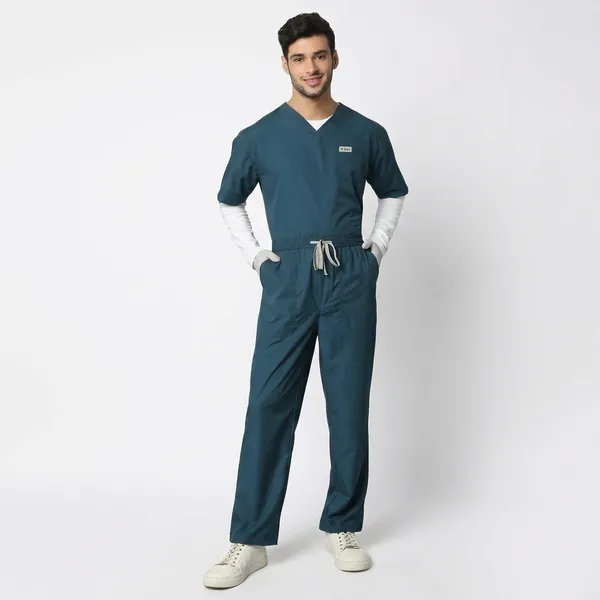 Forest_Green_Poly_Viscose_classic_Medical_Scrubs_Set_For_Doctors,_Nurses_And_Healthcare_Professionals