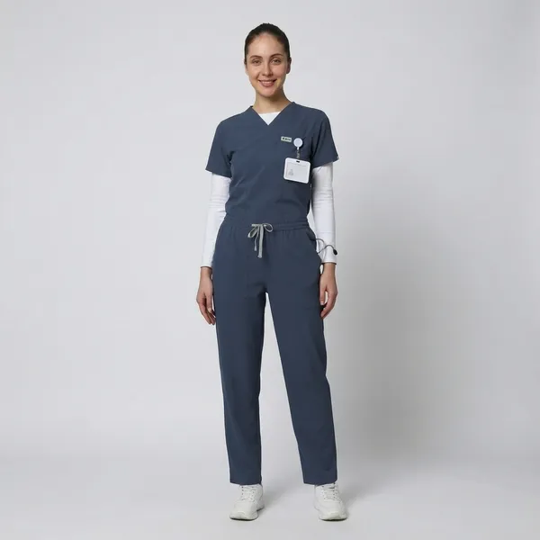 Steel_Grey_Poly_Viscose_Premium_Medical_Scrubs_Set_For_Doctors,_Nurses_And_Healthcare_Professionals