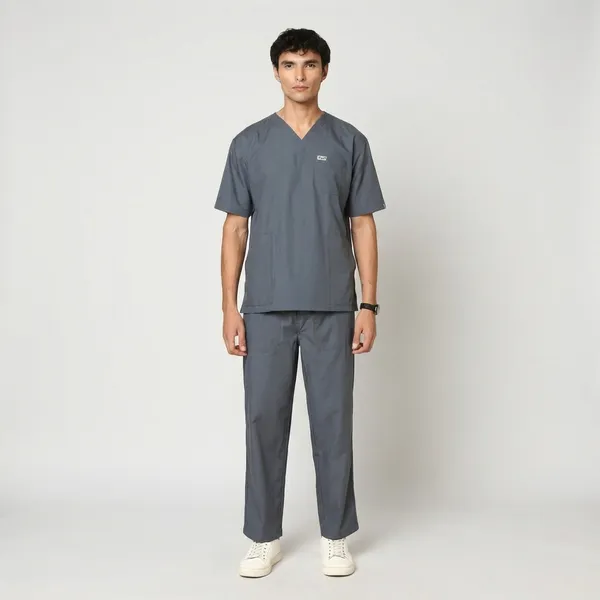 Heather_Grey_Poly_Viscose_classic_Medical_Scrubs_Set_For_Doctors,_Nurses_And_Healthcare_Professionals