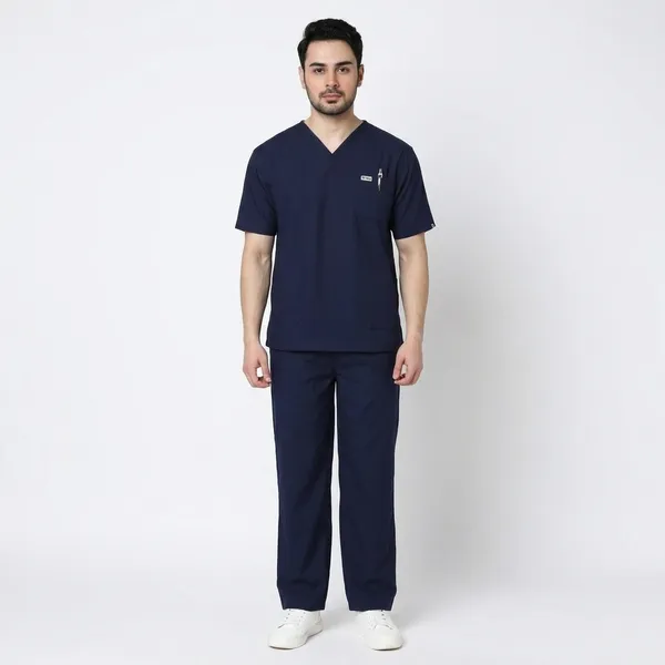 Navy_Blue_Poly_Viscose_classic_Medical_Scrubs_Set_For_Doctors,_Nurses_And_Healthcare_Professionals