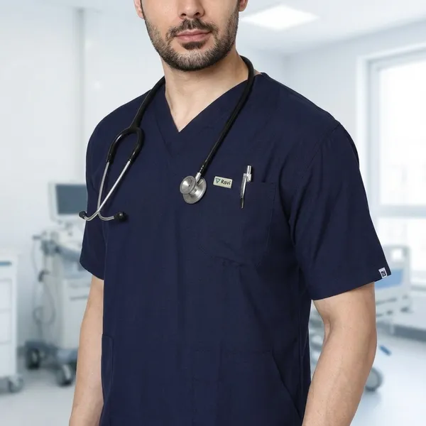 Navy_Blue_Poly_Viscose_classic_Medical_Scrubs_Set_For_Doctors,_Nurses_And_Healthcare_Professionals