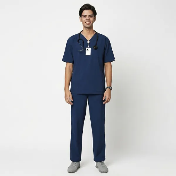Navy_Blue_Poly_Viscose_Premium_Medical_Scrubs_Set_For_Doctors,_Nurses_And_Healthcare_Professionals