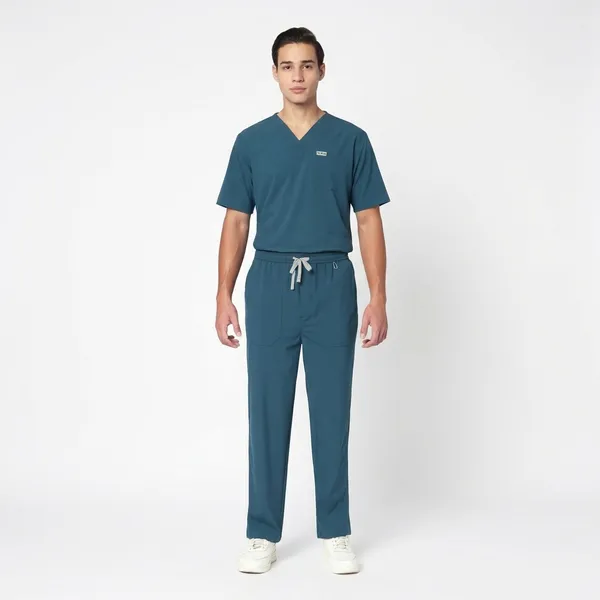 Forest_Green_Poly_Viscose_Premium_Medical_Scrubs_Set_For_Doctors,_Nurses_And_Healthcare_Professionals