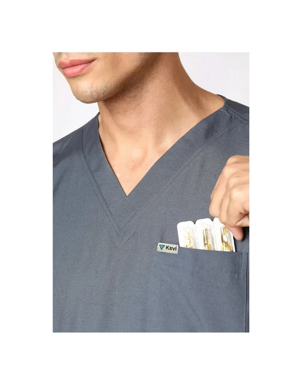 Heather_Grey_Poly_Viscose_classic_Medical_Scrubs_Set_For_Doctors,_Nurses_And_Healthcare_Professionals