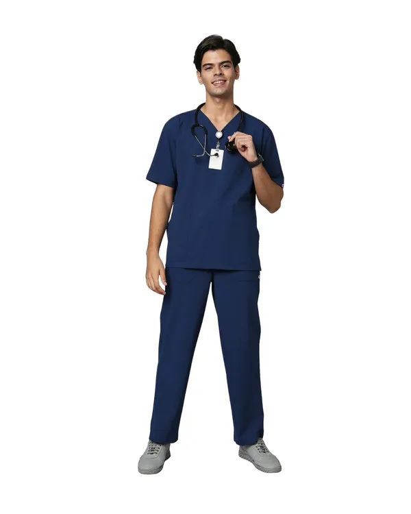 Navy_Blue_Poly_Viscose_Premium_Medical_Scrubs_Set_For_Doctors,_Nurses_And_Healthcare_Professionals