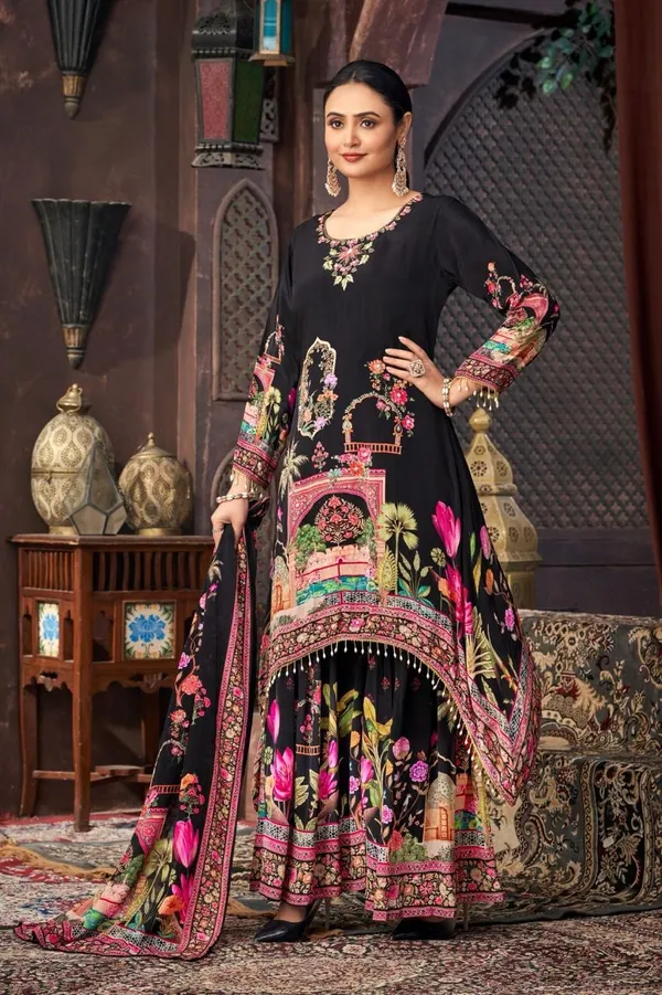 Black_Cotton_Premium_&_Fancy_Design_Kurti_And_Palazzo_Set_For_Women