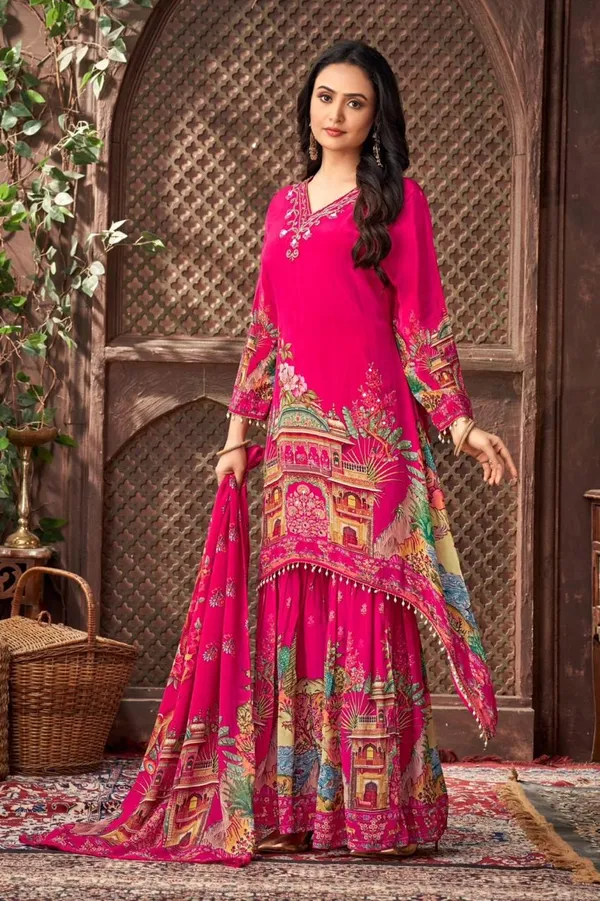 Pink_Cotton_Premium_&_Fancy_Design_Kurti_And_Palazzo_Set_For_Women
