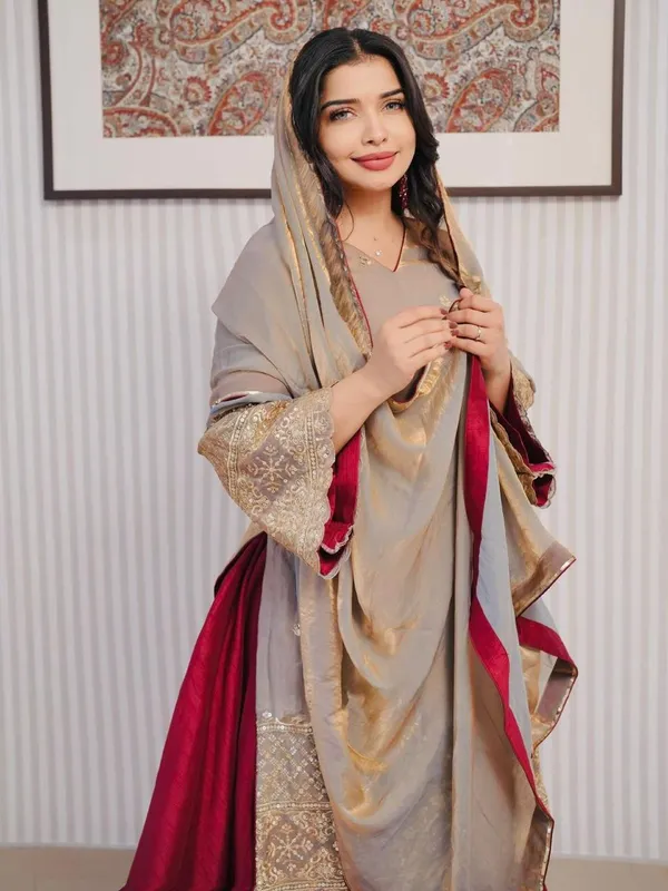 Beige_And_Red_Cotton_Premium_&_Fancy_Design_Kurti_And_Palazzo_Set_For_Women