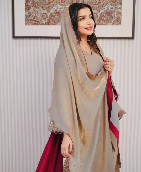 Beige_And_Red_Cotton_Premium_&_Fancy_Design_Kurti_And_Palazzo_Set_For_Women