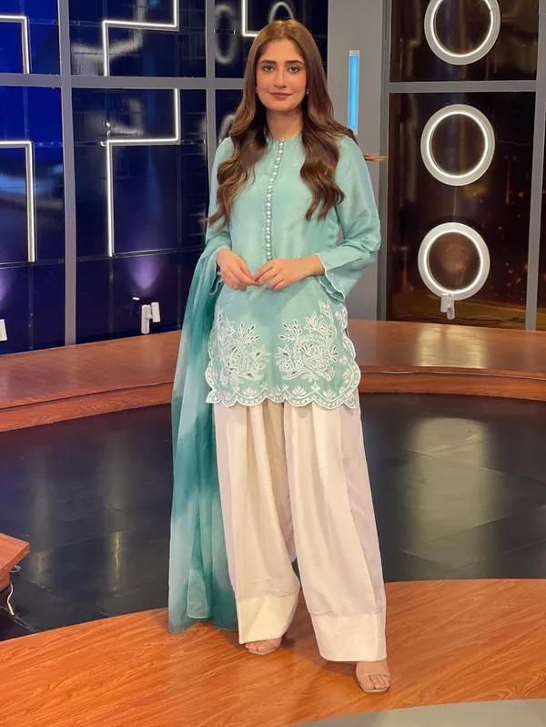 Blue_And_White_Cotton_Premium_&_Fancy_Design_Kurti_And_Pant_Set_For_Women